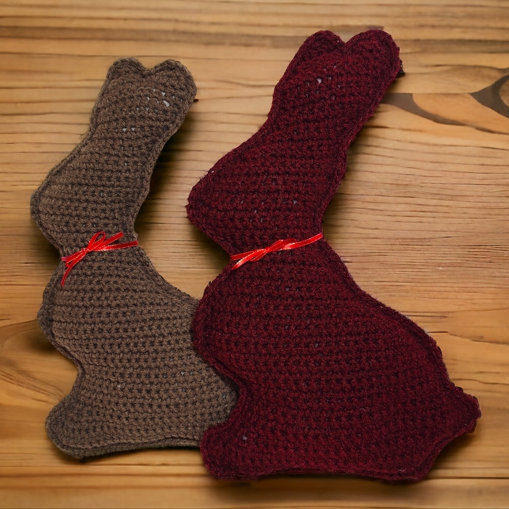 Handmade Crochet Chocolate Easter Bunny Pillow Stuffed Animal Toy